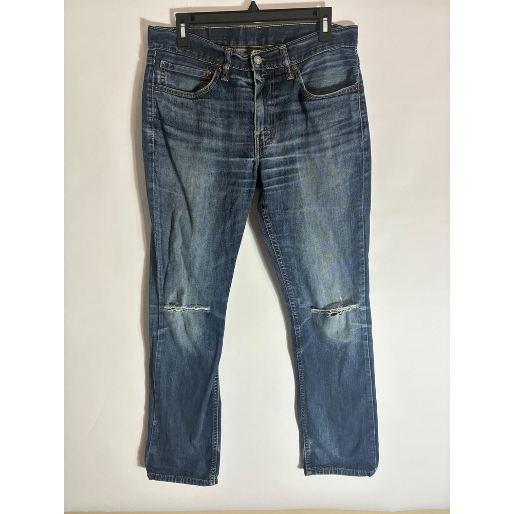 Levis 511 Slim Fit Jeans Mens 34x32 Medium Wash Distressed Denim 04511-1931